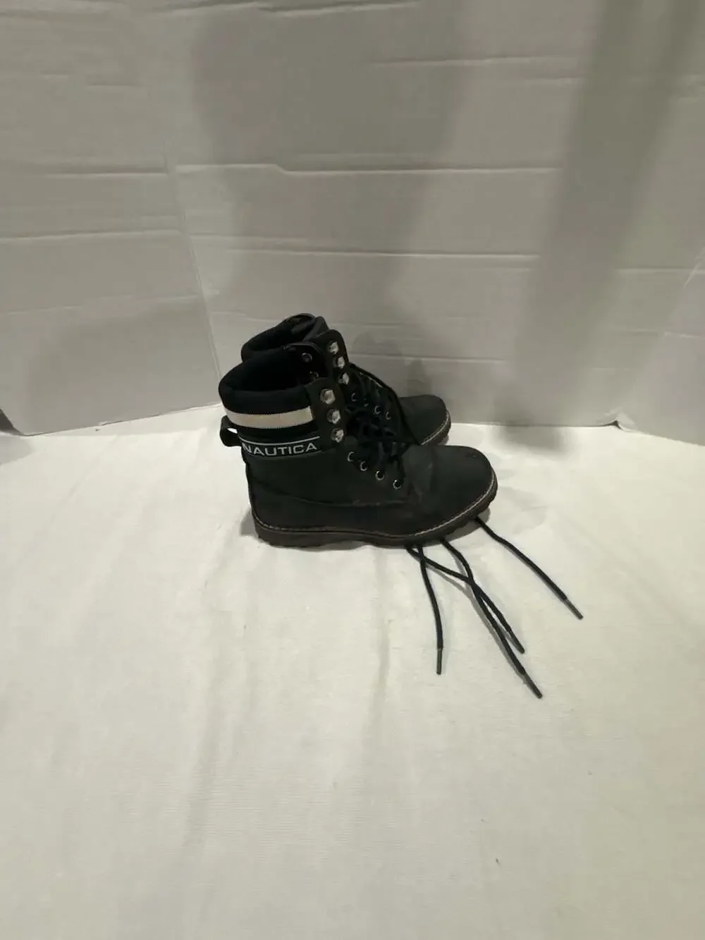 Nautica Galiah Women's Black Lace-Up Ankle Boots with Knit Collar